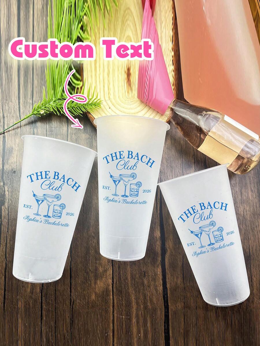 1pc Customized Personalized Party Cold Drink Cup, Wedding Party Cold Drink Cup, Summer Party Bulk Cold Drink Cup, Reusable, Suitable For Wedding, Bachelorette Party, Birthday Party, Outdoor Sports Beach Water Cup And Graduation Cup, Bridesmaid Gift - Multicolor - View 1