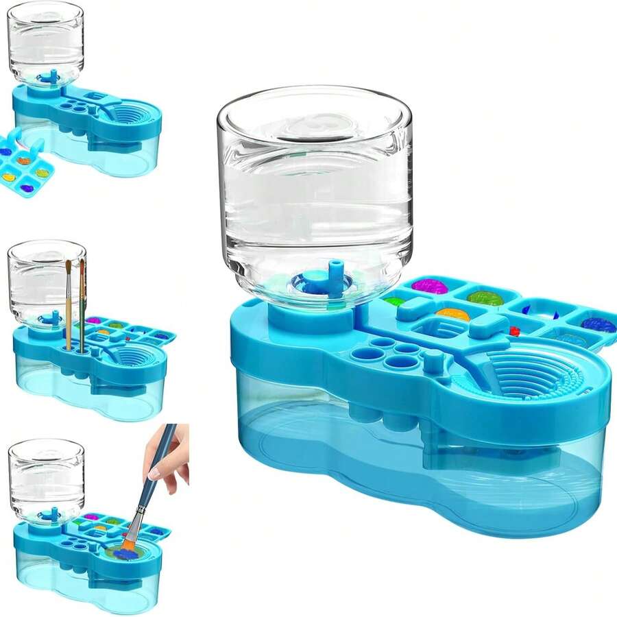 Paint Brush Cleaner Tool, Washing My Brush, Water Cycle Watercolor Brushes Rinser With Holder And Palette, Brushes Rinser Dispenser, Painting Art Supplies Stuff For Artist Beginner - 藍色 - 查看 1