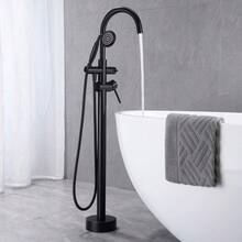 Freestanding Tub Filler Bathtub Faucet Matte Black With Hand Held Shower Floor-Mount-XY469913 - 1 - View 2