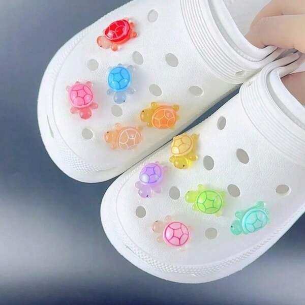 1/10 piezas Encantadores dijes de tortuga 3D para zapatos, accesorios de moda de tortuga de resina, adecuados para pantuflas, sandalias - Decoraciones de zapatos personalizadas, regalo de cumpleaños perfecto, favor de fiesta, regalo de vacaciones