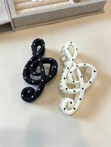 2/1PC Wave Point Note Capture Clip Creative High Tone Score Hair Claw Simple Atmosphere Ins Hair Accessories - Multicolor - View 1