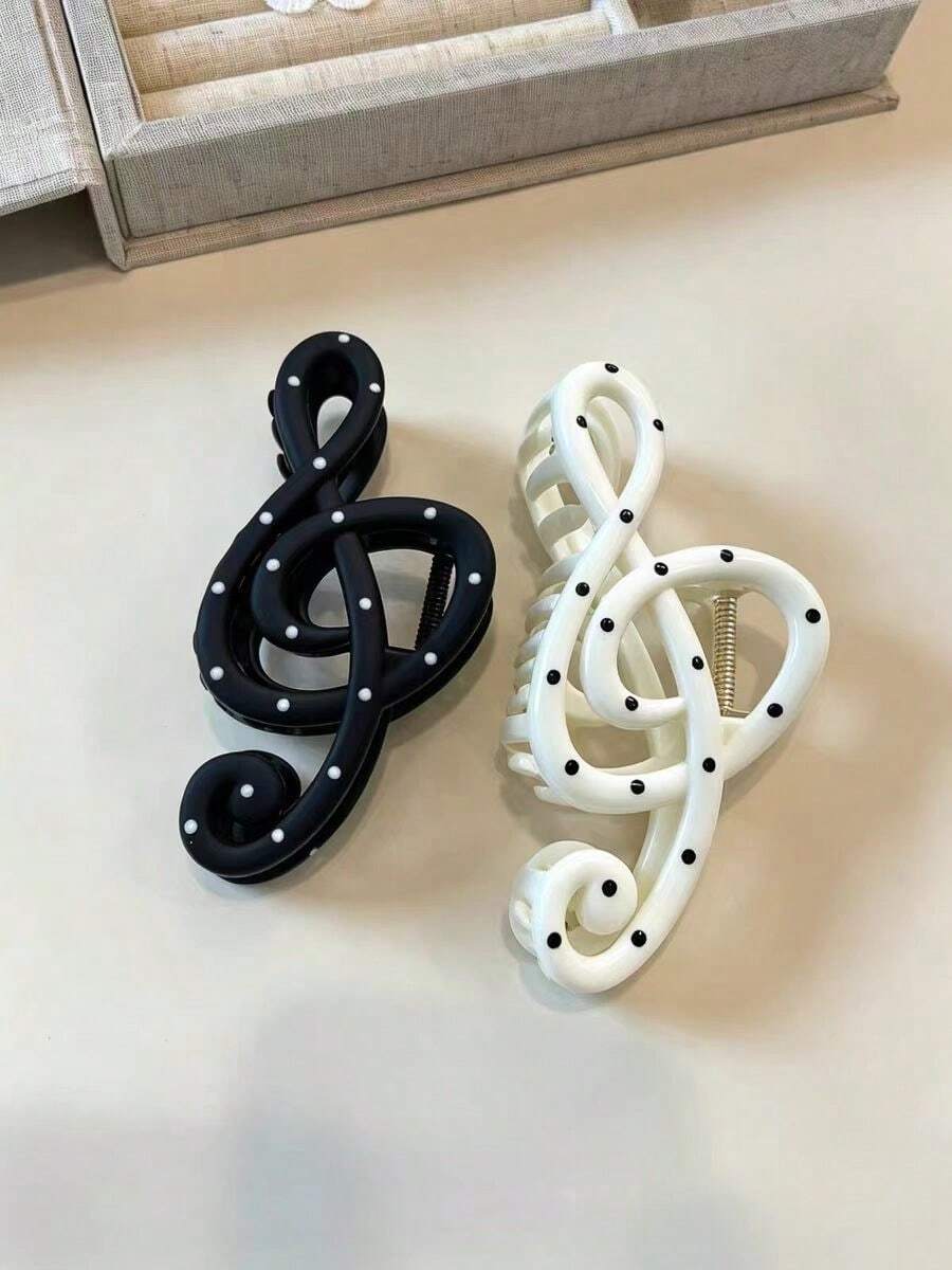2/1PC Wave Point Note Capture Clip Creative High Tone Score Hair Claw Simple Atmosphere Ins Hair Accessories - Multicolor - View 1