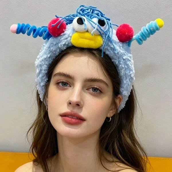 1pc Funny Cute Monster Plush Headband, Creative Polyester Face Makeup Headband, Suitable For Washing Face/Sweating, Waterproof Headband, Suitable For Spa Care - Skincare, Yoga, Sports, Party Girls Hair Accessories, Skincare Headband, Beauty, Skincare Products, Spa, Self-Care, Skincare Tools, Facial Care, Esthetician Supplies