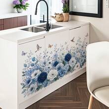 1pc Blue Baseboard Print Wall Sticker, Decal, Wall Sticker, Vinyl Decal For Home Decor, Summer Decorate Your Home, Decorative Sticker Gift Birthday Graduation - 47013-blue Edict Shadow - View 5