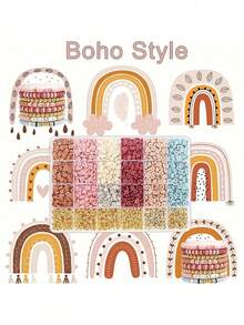 Soft Bohemian Style 1 Box/4000pcs Polymer Clay Beads Set - Mixed Shapes With Hollow Details - DIY Jewelry Making Friendship Bracelets - A - View 4