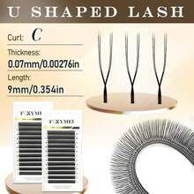 12 Rows U-Shaped 2D UU Eyelash Extensions C/D/LU(M) Curl U-Shaped Parallel Flower Lashes 8-15mm Double Point Blooming Lashes Natural False Eyelashes Pre-Made Dense Lash Fans Premium Material Lighter And Softer For Makeup - C - View 10