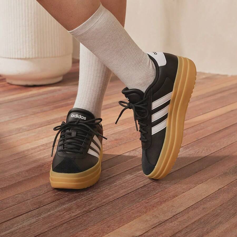 Adidas VL Court Bold T-Toe Retro Thick Sole Sports Casual Skate Shoes Training Shoes IH3081 - Black and White - View 1