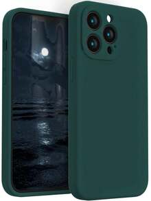 【時尚液態感】純綠色手機殼 | 極簡設計 | 防震防刮 | 相容 iPhone 17、16 Pro Max、15 | 深綠色仿液態手機殼內襯柔軟法蘭絨，全面保護手機鏡頭免於摔落與刮傷。適合男性、女性與青少年，特別適合夏季在校園、辦公室、旅行及戶外活動中使用 - 墨綠色 - 查看 10