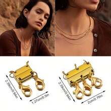 1Pc Layered Necklace Magnetic Clasp, Gold And Silver Necklace Separator For Layering, Multiple Jewelry Closure Options To Create Layered Looks - Connector - View 4