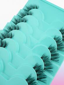 10 Pairs Separated Half Eyelashes 3D Curly Voluminous Cross Fairy Transparent Stem Extension Lashes Suitable For Women's Daily Eye Enlargement - 黑色 - 查看 5