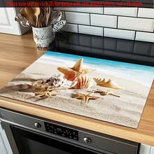 1pc Ocean Theme Starfish & Shell Style Kitchen Dish Drying Mat, Coffee Bar Mat, Stove Mat, Soft Bottom Diatomaceous Earth Draining Mat For Coffee Machine - Multicolor - View 11