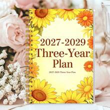 DANPERJI 1本 A5 2027-2029 三年計畫日曆本，向日葵邊框設計，三年計畫書，月計畫，辦公桌面，桌面收納，規劃與記錄，行程管理，個人成長，專業人士，創業家 - 1pc - 查看 3