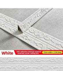 1 Rolle 4,72 x 90,5 Zoll selbstklebende Schaumstoff-Tapetenbordüre, abziehbarer und klebbarer Taillenleisten-Aufkleber, dekorative Eckleiste mit Blumenmuster, selbstklebender Randstreifen, geeignet für verschiedene Wandkanten, Decken, Büros, Lagerhäuser, Wohnzimmer, Türrahmen - C - Übersicht 14
