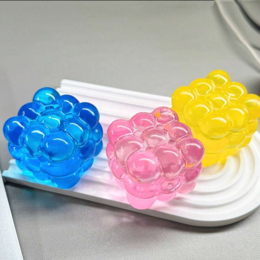1pc Squishy Glitter Filled Stress CubeToy, Glow-In-The-Dark Slow Rebound Soft Goose Toy, Stretchable Squeeze Stress Relief Toy Suitable For Teens And Adults, Cute Animal Stress Relief Toy To Relieve Anxiety - Multicolor - View 1