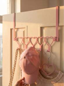 Pink Bow-Shaped Metal Hook, Designed For Over-The-Door Use, Suitable For Girls' Room, Closet, Living Room, Bathroom And Bedroom, Space-Saving And Decorative - Pink - View 1