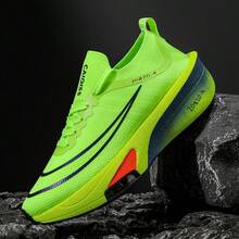 Men's Cushioned Road Running Shoes - Shock Absorbing Fitness Sports Shoes, Stable Support Non-Slip EVA/Rubber Outsole - Green - View 1