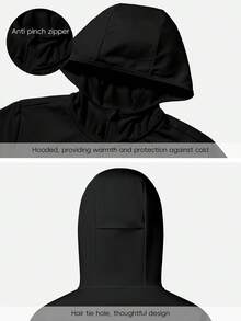 女款大尺碼厚抓絨內裡連帽戶外休閒運動夾克，黑色，秋冬款 - 黑色 - 查看 5
