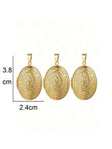 3pcs Fashion Stainless Steel 18K Gold Plated Heart Oval Portrait Relief Locket Pendant, Locket Photo Box With Flip Cover, DIY Unique Ideal Gift For Friends Birthday, Family, Mom/Grandma/Wife Anniversary Gift, Autumn Fashion, Casual, Vintage, Personalized, Daily Wear, Party, Mother's Day, Valentine's Day, Graduation, Wedding - Multicolor - View 35