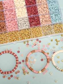 Soft Bohemian Style 1 Box/4000pcs Polymer Clay Beads Set - Mixed Shapes With Hollow Details - DIY Jewelry Making Friendship Bracelets - A - View 5
