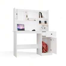 1 Pc Modern Style Integrated Desk With Large 145cm Tabletop, Solid Wood Desk With Drawers, Storage And Cabinets, Wooden Desk, Home Office Desk, Computer Desk, Writing Desk, Office Desk, Work Desk - Multicolor - View 1