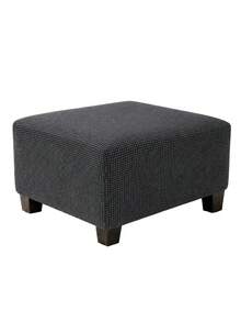 1pc Solid Color Fleece Stool Cover, High Elasticity Dust-Proof Stain-Resistant Removable Washable All-Season Footstool Protector, Suitable For Living Room, Bedroom, Kitchen, Patio, Garden And Multiple Occasions, Single Piece Not Set - Dark Grey - View 11