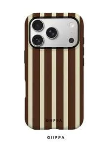 GIIPPA 1pc Brown Striped Pattern Design Phone 17 Pro Max Phone Case, Compatible With Phone 16 Pro Max, 15 Pro Max, 14 Pro Max, Korean-Style High-End Fashion Fun Phone Case, Compatible With 11/12/13/14/15/16 Pro Max Plus, Elegant Design Suitable For Men And Women, Perfect Gift For Girlfriend On Christmas, Valentine's Day, Easter, Wedding Season And Birthday! - Multicolor - View 1