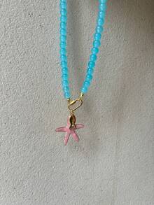 Summer New Beach Vacation Style Necklace, Colorful Oil-Drip Stainless Steel Starfish Pendant Necklace - Beaded Necklace - View 8