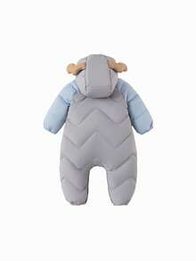 Balabala Newborn Baby Romper 2026 New Autumn Winter Thick Warm Soft Cotton Cute Cartoon Jumpsuit Daily Outfit - Gray Blue - View 2