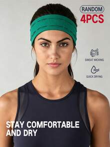 4pcs Strip Headbands, Unisex Functional Sports Flat Headband, Elastic Fabric, Breathable Sweat-Absorbent, Comfortable Fit, Outdoor Riding Motorcycle Driving Headband - Multicolor - View 9