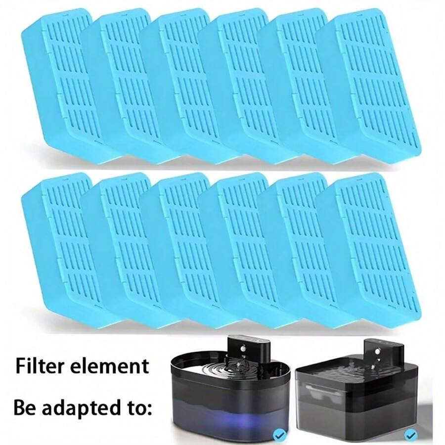 Filter Air Mancur Kucing, Paket 6/12/18/24 Filter Pengganti Air Mancur untuk Kucing, Anjing, Hewan Peliharaan, Pengukur Aliran Air Mancur, Versi Terbaru Filter Hewan Peliharaan untuk Air yang Lebih Baik - Biru - Satu ukuran cocok untuk semua - View 1