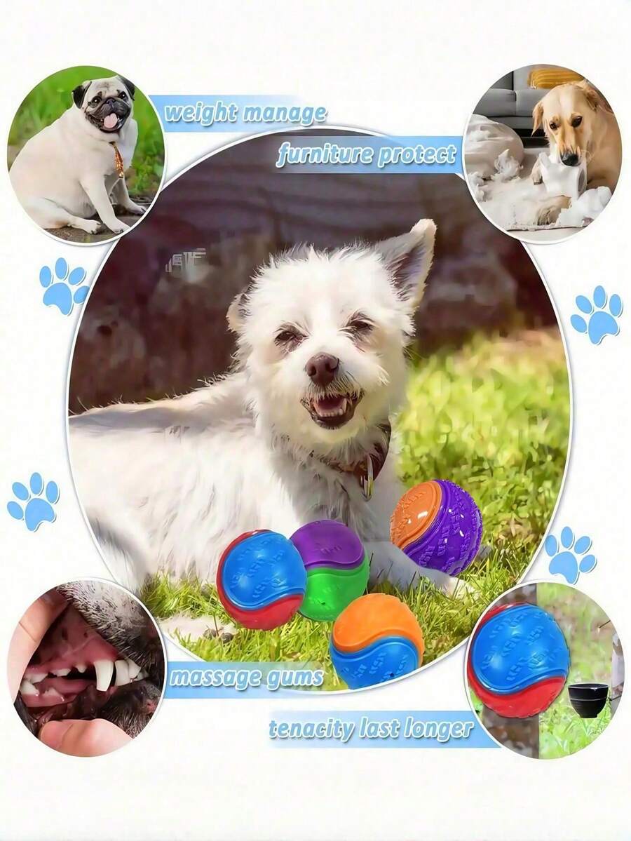 Squeaky Dog Toy Ball, Training Ball, Durable Ball Toy, Suitable For Dog Ball Launcher, High Elasticity Dog Interactive Ball, Puppy Pet Teething Ball