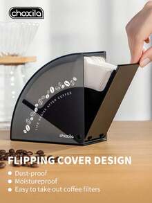 choxila 1pc Coffee Filter Paper Storage Box, Dust-Proof Filter Paper Organizer, Black V-Shaped Acrylic Coffee Filter Paper Container, Coffee Accessories, Suitable For V01/V02 Filter Paper Dispenser, Ideal For Coffee Shop/Home/Office Use - Filter Paper Box - View 5