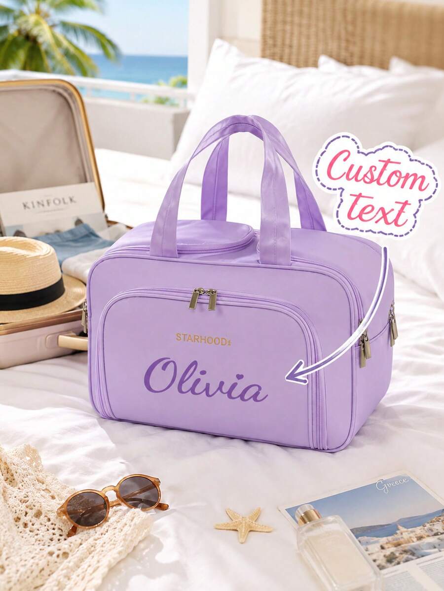 Bolsa de maquillaje personalizada y multifuncional de gran capacidad, bolsa de aseo - Diseño de bloques de color, múltiples colores disponibles, múltiples compartimentos - Multicolor - Ver 1