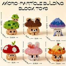 6 Styles Realistic Mushroom Micro Particle Building Blocks, Multi-Color Cute DIY Assembly Decor, ABS Resin Educational Stress Relief Children's Handmade Model, Healing Atmosphere Desktop Display Cabinet Collection Decoration, Parent-Child Interaction Multi-Holiday Gift - Multicolor - View 10