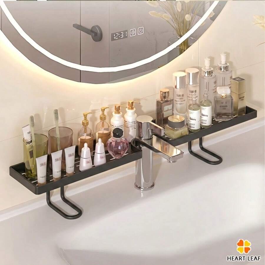 Estantería de almacenamiento práctica | Organizador de lavabo de baño, juego de estantería de almacenamiento multifuncional de plástico para cocina y baño - Organizador colgante para grifo, adecuado para esponjas, cepillos, cosméticos, limpiador facial - Suministros del hogar duraderos y fáciles de limpiar