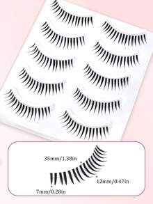 5 Pares de Cílios Manga Densos com Efeito Molhado e Pontiagudos, Banda Invisível, Confortáveis, Encaracolados, Olhos Grandes Naturais Estilo Boneca, Estilo Anime, Fios Definidos, Estilo Doce Coreano/Japonês - Visão 6