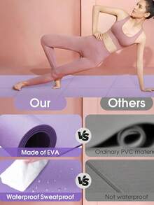 EVA Yoga Mat Pilates Solid Color Exercise Mat, With Strap, Suitable For Yoga, Pilates, Plank, Fitness, Gymnastics, Workout, Gym, Home Exercise, Great Gift For Mother's Day, Birthday, Yoga Equipment, Exercise Mat - Multicolor - View 10