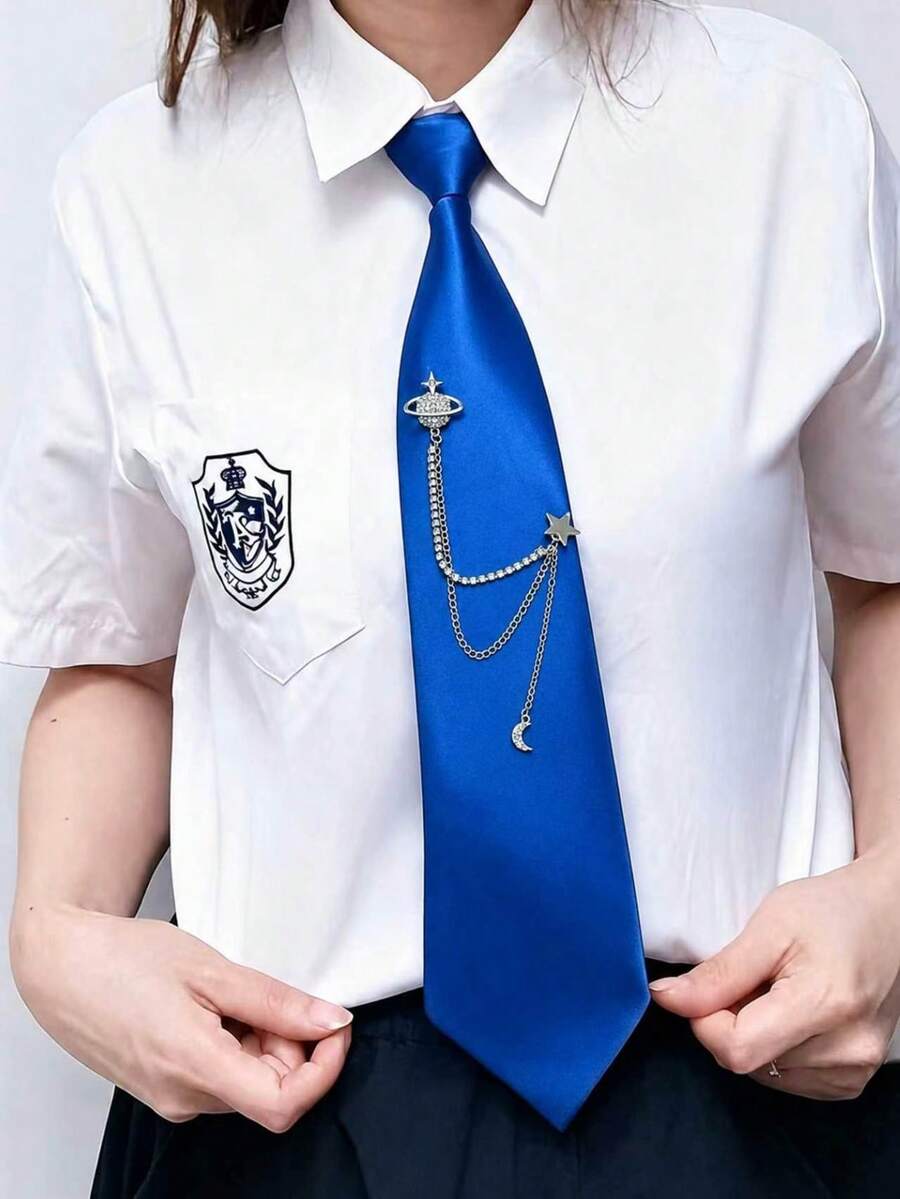 1件裝 女款 2026新款 素色拉鍊領結胸針套組 - 彩色 - 查看 1