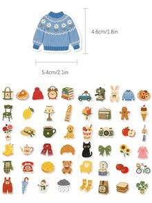 50pcs Hand-Drawn Small Object Waterproof Stickers, Suitable For Laptop, Skateboard, Guitar, Refrigerator, Luggage, Tablet, Phone, Scrapbook, Phone Case Decoration, Perfect For Holiday Gifts, Birthday Party Gifts School Supplies - 50pcs - View 2