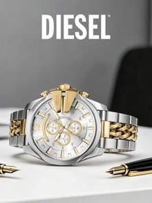 DIESEL Sport Diving Chronograph Series Men's Watch DZ4672, Professional Swimming Diving Chronograph Wristwatch, Dual-Tone Stainless Steel Band, Outdoor Daily Wear Wristwatch, Men's Birthday Gift Holiday Present - Silver - View 4