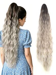 Extensión de Coleta Ondulada Multicolor de 24 Pulgadas, Cabello Sintético Resistente al Calor para Mujeres, Aspecto Natural, Adecuado para Uso Diario y Peinado, Accesorio para el Cabello - Multicolor - Ver 21