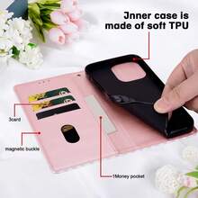 GLANDOTU Dompet Ponsel Kulit PU Bergaris Vertikal Biru & Putih, Desain Flip Cover, Slot Kartu Ganda, Stand Terintegrasi, Perlindungan Anti Guncangan, Kompatibel dengan Berbagai Model Ponsel - MultiWarna - View 4