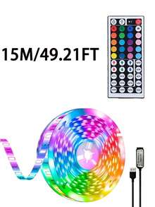 臥室 LED 燈條，3.28英尺 (1 捲) ~ 98.42英尺 (2 捲) RGB LED 燈條，附紅外線 44 鍵遙控器，USB 5V LED 燈條，附背膠，可調色，臥室派對裝飾 - 3535RGB - 查看 18
