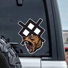 1pc Roaring Brown Bear Slavic Rune Car Sticker, Waterproof Vinyl Rear Bumper Side Skirt Scratch Cover Decorative Decal, Motorcycle Electric Vehicle Car Personalized Creative Body Decoration Sticker - Roaring Brown Bear - View 4