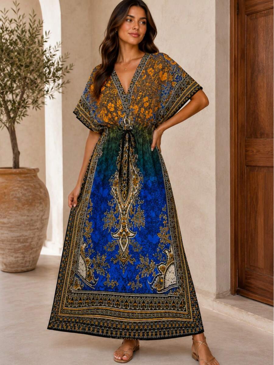 Women Long Dresses - Burnt Orange - View 1