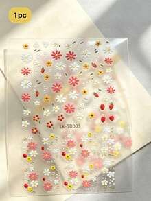 1pc Sweet Floral Strawberry Decorative Sticker, Colorful Pink White Yellow Small Flower With Fresh Strawberry Pattern, Suitable For Instant Camera, Earphone Case, Insulated Cup, Makeup Storage Box, Free Combination, Fresh Sweet Style, Enhance Aesthetic Atmosphere Decorative Sticker - 1pc Floral Strawberry - View 4