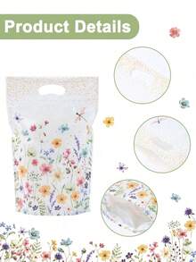 1/5/10/15/25pcs Spring Floral Pattern Stand-Up Bags, Convenient Bags, Snack Bags, Gender Reveal Party Decor, Birthday Party Decor, Candy Bags, Floral Party Decor, Gift Packaging Bags, Upright Bags, Spring Party Decor, Gift Supplies - Multicolor - View 8