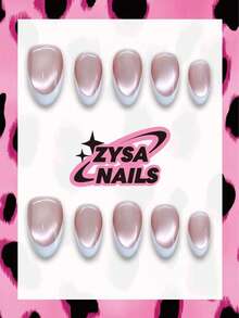 Zysa 10 piezas de uñas postizas hechas a mano, uñas cortas para vacaciones de verano, fiesta de graduación - Multicolor - Ver 1