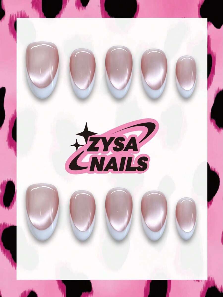 Zysa 10 piezas de uñas postizas hechas a mano, uñas cortas para vacaciones de verano, fiesta de graduación - Multicolor - Ver 1
