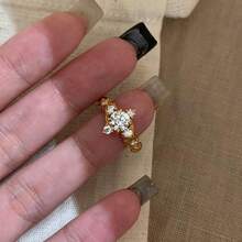 1 pièce Bague ouverte vintage de luxe élégante de niche personnalisée polyvalente exquise haut de gamme en feuille d'or avec zircone cubique, convient pour le port quotidien des femmes - Doré - Voir 2